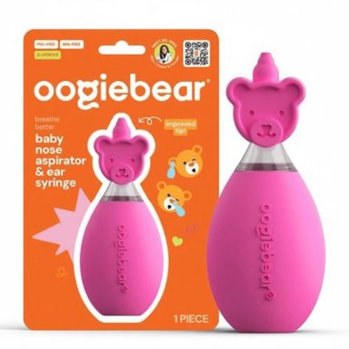 oogiebear Bulb Aspirator Handheld Baby Nose Cleaner for Newborns, Infants, and Toddlers - Raspberry