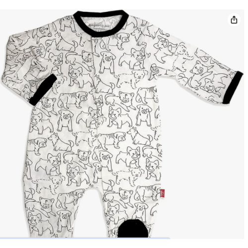 Magnetic Me Footie FRENCHIE Pajamas Soft Modal Baby Sleepwear with Quick Magnetic Fastener | Boys and Girls Sleeper Preemie-24 Months