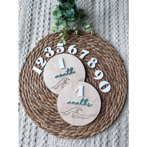 Ocean Waves Monthly Milestone Markers| Wooden Milestone Cards | Baby Shower Gift | Baby Photo Prop | Ocean Nursery