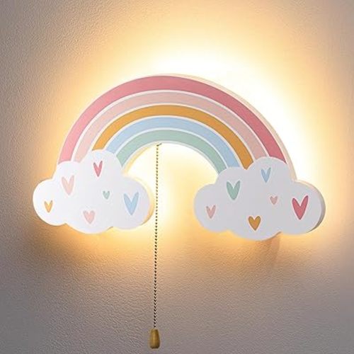 VIHOSE Battery Operated LED Rainbow Night Light Cute Cloud and Rainbow Children's Wall Light Wall Hanging Floating Lamp Bedroom Nursery Decoration for Baby Soothing Decor(Boho)