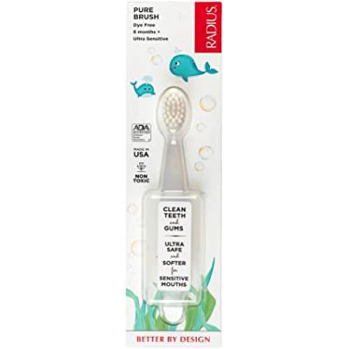 RADIUS Children's Toothbrush Pure Brush Ultra Soft BPA Free ADA Accepted Designed for Delicate Teeth for Kids 6 Months and Up - Clear - Pack of 1