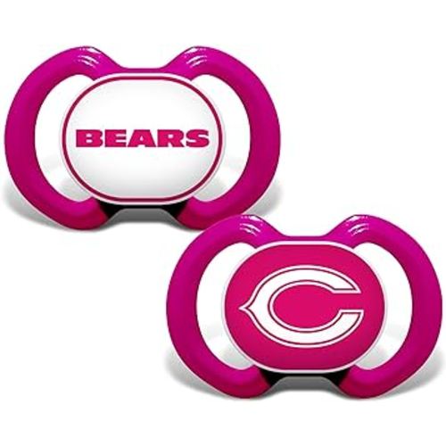 BabyFanatic Girls Pink Pacifier 2-Pack - NFL Chicago Bears - Officially Licensed League Gear