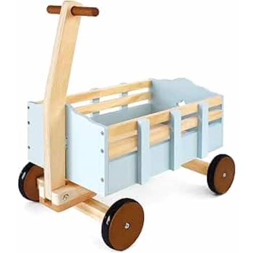PairPear Kids Wagon Toy,Wooden Toys Cargo Walker Cart Wagon Stroller,Toddler Push and Pull Baby Walker Gift for Babies Boys and Girls