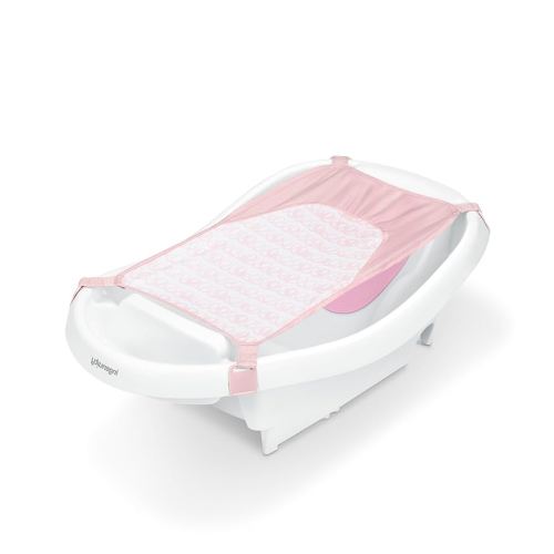 Ingenuity Comfy Clean Deluxe Newborn to Toddler Baby Bathtub, 3-in-1 with Removable Sling, Padded Backrest, 0-24 Months, Pink