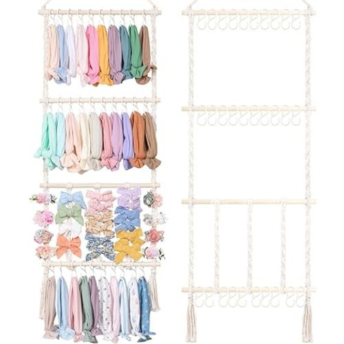 POVETIRE Headband Holder Hair Bows Organizer for Girls, Baby Hair Accessories Organizer Storage Wall Hanging Decor for Toddler Girls Room