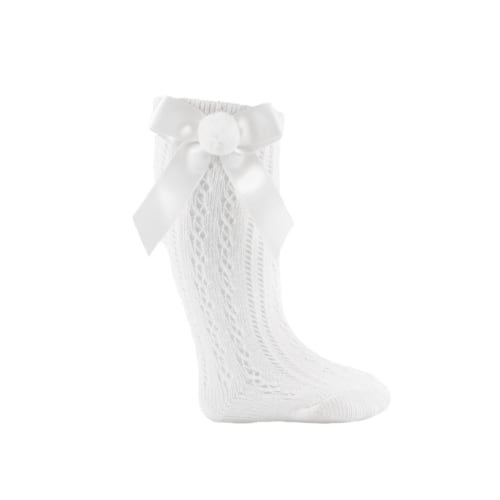 White Pelerine Pom Socks – Ella Marina Baby