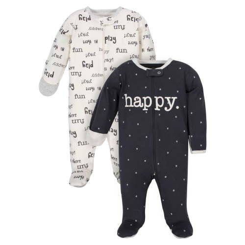 Wonder Nation Baby Neutral Zip Up Sleep N Play Footed Pajamas, 2-Pack, Sizes Newborn - 6/9 Months