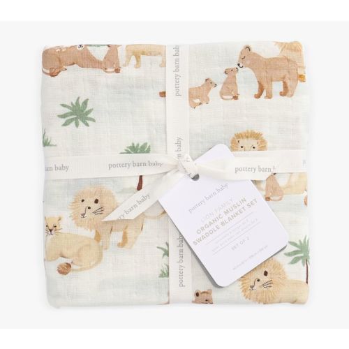 Lion Family Organic Muslin Swaddle Set