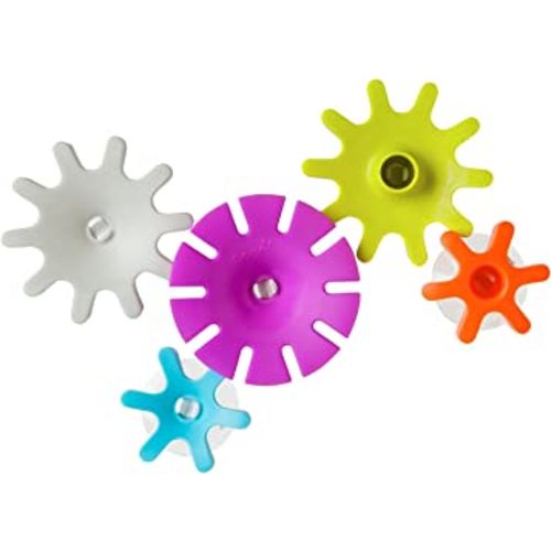 Boon Cogs Baby Bath Toys - Spinning Gear Themed Sensory Baby Toys for Bathtub - Suction Toys for Bathtub Walls - Multicolored - 5 Count - Ages 12 Months and Up