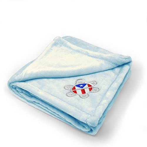 Nursery Bedding Baby Blankets for Boys & Girls Puerto Rico Flag Sol Taino A Polyester Soft Plush Receiving Swaddle Blue Design Only