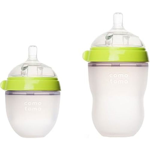 Comotomo - Natural-Feel Baby Bottles - 8oz Bottle + 5oz Bottle Pack - Green