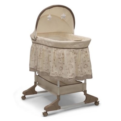 Delta Children Soothing Baby Rocking Bassinet with Storage, Playtime Jungle Theme