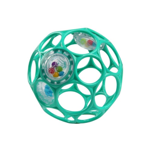 Bright Starts Oball Easy-Grasp Rattle BPA-Free Infant Toy in Teal, Age Newborn and up, 4 Inches