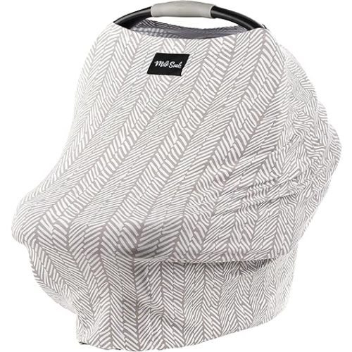 Milk Snob Original 5-in-1 Cover - Added Privacy for Breastfeeding, Baby Car Seat, Carrier, Stroller, High Chair, Shopping Cart, Lounger Canopy - Newborn Essentials, Nursing Top, Herringbone