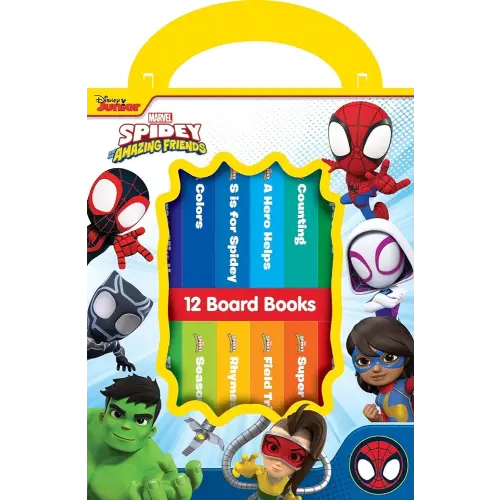Marvel Spidey and his Amazing Friends - My First Library 12 Board Book Set - First Words, Alphabet, Numbers, and More Baby Books - PI Kids