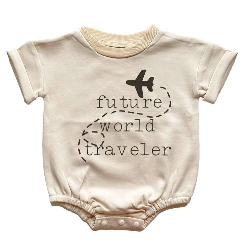 Future World Traveler Bodysuit Cute Pregnancy Announcement Reveal Romper Infant Adventure Shower Gift (18-24 Months, Cute Print-Short Sleeve Sweatshirt Bodysuit)