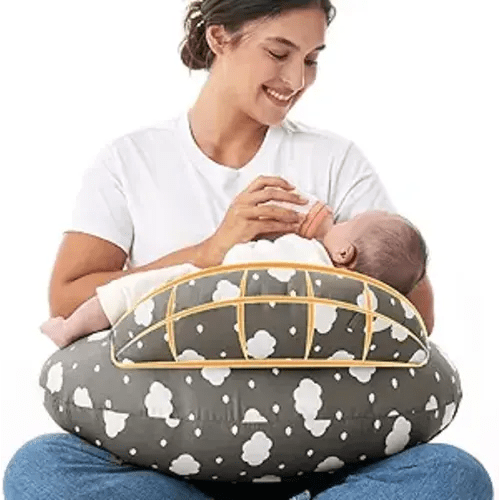 Momcozy Original Nursing Pillow for Breastfeeding-Innovative Safety Guard - Wider Feeding Pillows for More Support for Mom & Baby- Easier Nursing & Hand Free- Fit for All, Removable Cotton Cover