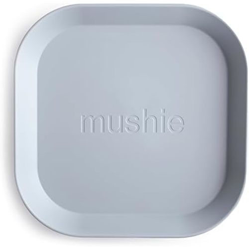 mushie Square Dinnerware Plates for Kids | Made in Denmark, Set of 2 (Cloud)