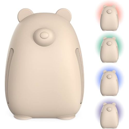 Pure Enrichment PureBaby Kids Bear Air True HEPA Air Purifier - Energy Star Rated, 4 Stage Air Filtration, UV-C Light, & Night Light for Medium-Large Rooms - Baby Nurseries, Kid Bedrooms (Sweet Oat)