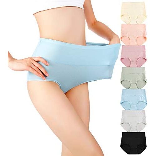 Cotton Panties High Waisted C Section Recovery Postpartum Soft Full Coverage Underwear for Women(7 Pack)