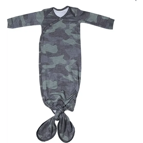 Copper Pearl Baby Gown - Knotted Newborn Sleepers for Baby Boy and Girl, Soft Stretchy Long Sleeve Infant Gowns with Bottom Tie and Hand Mittens, Perfect Hospital Coming Home Outfit (Hunter)