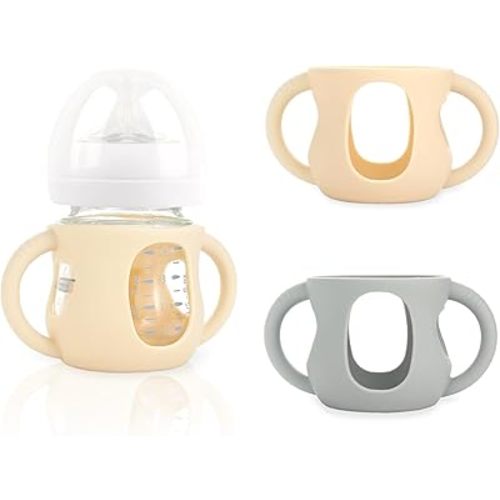 2-Pack Silicone Sleeves for Philips Avent Glass Bottles, BPA-Free Drop-Resistant Baby Bottle Sleeves with Handles, Compatible with Philips Avent Natural Glass Baby Bottles (4 oz)