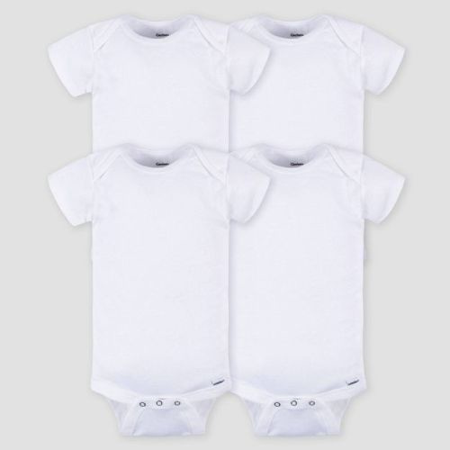 Gerber Baby 4pk Short Sleeve Onesies - White Newborn