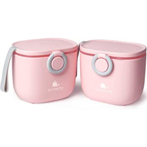 Termichy Baby Formula Dispenser, Portable Milk Powder Dispenser Container with Carry Handle and Scoop for Travel Outdoor Activities with Baby Infant, 8.8OZ, 0.55LB, 250g (Pink-2pack)