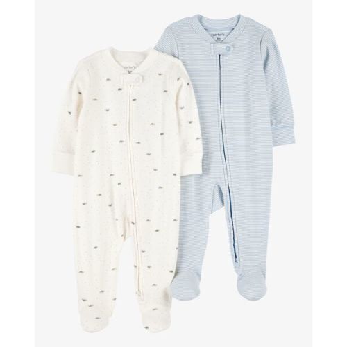 Baby Boy 2-Pack 2-Way Zip Cotton Sleep & Play Pajamas - Blue/White - Carter's | Carter's