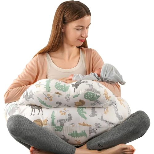 BATTOP Nursing Pillow for Breastfeeding,Bottle Feeding, Plus Size Breastfeeding Pillows with Adjustable Waist Strap Removable Cover, Extra Pillow on Top for More Support for Mom
