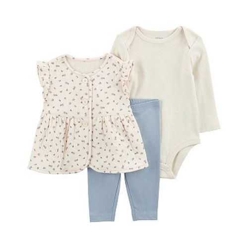 Baby Girl Carter's 3-Piece Floral Quilted Little Vest Set