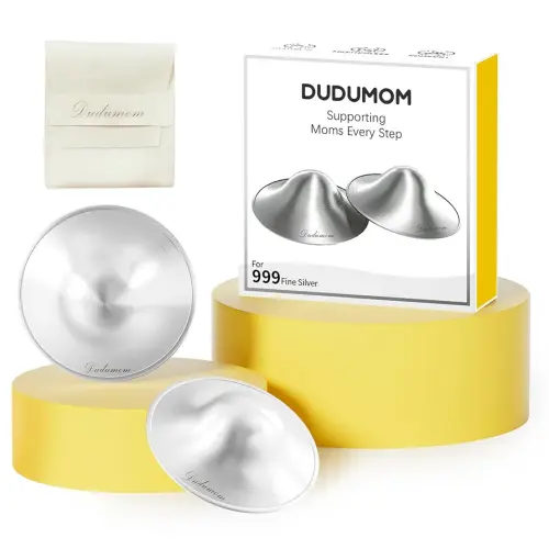 Silver Nursing Cups Nipple Shields for Breastfeeding Newborn - Original Metal Nipple Cover for Breastfeeding Essential - 999 Silver Regular