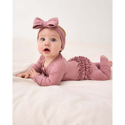 Rosewood Ribbed Ruffle Zippy – Little Sleepies
