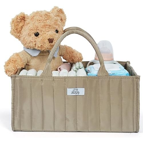 Diaper Caddy Organizer, Stylish Nursery Storage Basket for Newborn Essentials. Perfect Baby Shower Set, Fitting Seamlessly Diaper Stations and must-have for parenting journey (Mocha Brown)