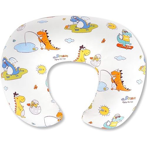 Nursing Pillow, Breastfeeding Pillow with Removable Cover, Ergonomic Breast Feeding Pillow, Baby Feeding Support Cushion for Mom Easier Breastfeeding- Original Size/Dinosaurs