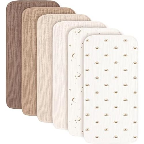 Konssy 6-Pack Muslin Baby Burp Cloths, Large 100% Cotton Burping Clothes, Soft & Absorbent for Newborns, Baby Boys and Girls