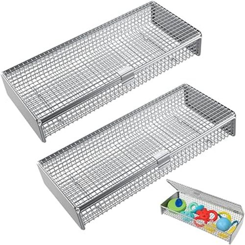 Dishwasher Basket for Small Items, 304 Stainless Steel Dishwasher Basket, Bottle Parts, Scoops, Forks, Chopsticks Cleaning (2 PCS)
