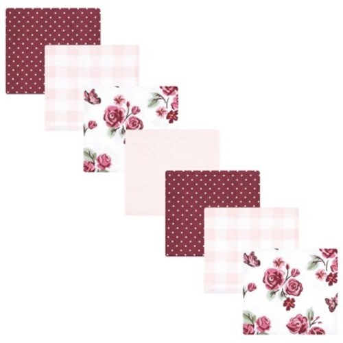 Hudson Baby Infant Girl Cotton Poly Flannel Receiving Blankets Bundle, Sweet Roses, One Size