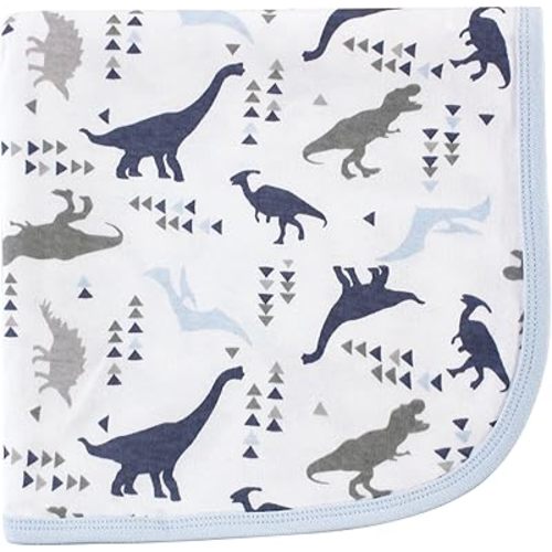 Touched by Nature Unisex Baby Organic Cotton Swaddle, Receiving and Multi-purpose Blanket, Dino, One Size