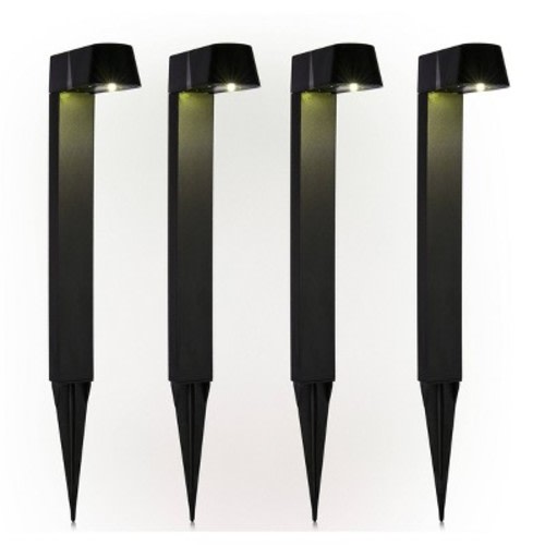4pk Modern Solar LED Path Lights Black - Alpine Corporation