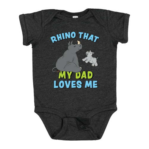 Inktastic Rhino That My Dad Loves Me with Cute Rhinos Boys or Girls Baby Bodysuit