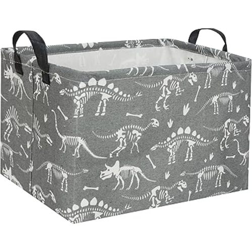 Rectangular Dinosaur Basket Gift Basket for Kids Baby Storage Basket Cute Toy Storage Bin Organizer Shelf Book Basket Dinosaur Room Decor(Grey Dinosaur)