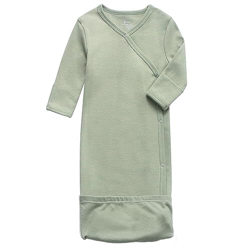 O2 BABY 100% Organic Cotton Kimono Gown with Mittens & Fold-Over Pouch