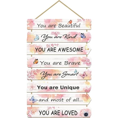 Paquesta Girls Room Decor Butterfly Wall Decor for Girls Bedroom Inspirational Wall Art for Kids Pink Wall Decorations Little Girl Toddler Room Wood Sign Nursery Room Decor (Butterfly)