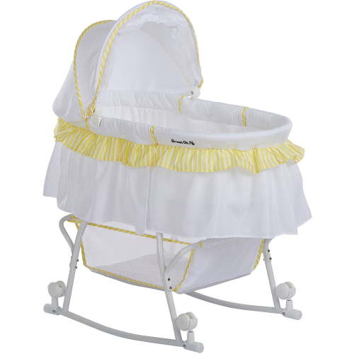 Dream On Me Lacy Portable 2-in-1 Bassinet and Cradle, Yellow & White, For baby