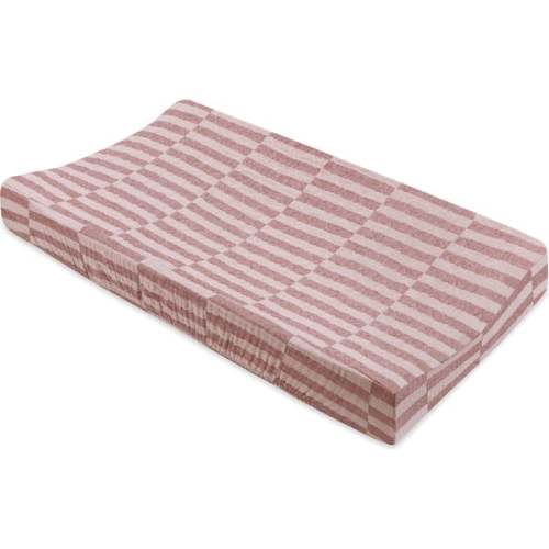 Quilted GOTS Certified Organic Muslin Cotton Changing Pad Cover, Maroon Stripe - Babyletto | Maisonette