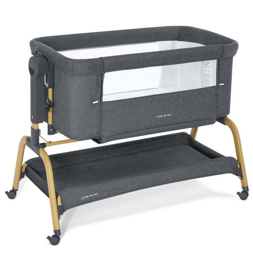 ANGELBLISS 3 in 1 Baby Bassinet, Rocking Bassinets Bedside Crib with Comfy Mattress and Wheels, 6 Height Adjustable Easy Folding Portable Bedside Crib for Newborn Infant