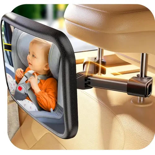 Baby Car Mirror for Baby Hook Clip Design Never Shake Baby Mirror for Car Seat Mirror Rear Facing Easy Install Back Seat Mirrors for Car Crystal Clear View ShatterProof Crash Tested