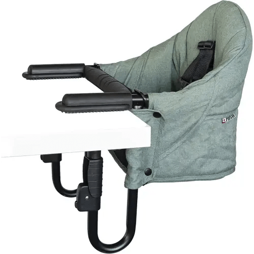 guzzie+Guss Perch Clip-On Table Chair – Easy Setup for Travel (Restaurants, Picnics), at Home (Kitchen Islands, Dining Tables) - Secure & Portable Seating, Machine Washable Fabric - Forest Green