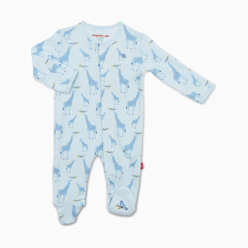 Magnetic Me Organic Cotton Footie - Blue Jolie Giraffe, 3-6 M